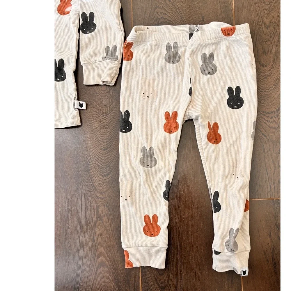 Tobias‎ & the Bear Miffy Bunny Ribbed Knit Pajama Set Kids 3T 2PC